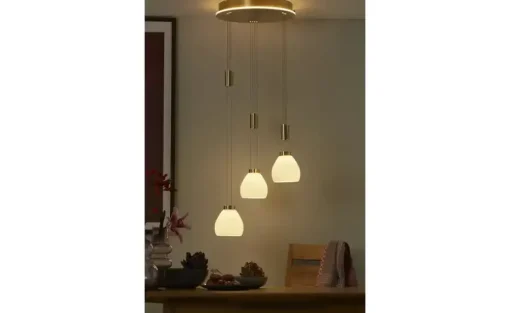 HELL-höllisch gutes Licht LED-Pendelleuchte, 3-flammig, Rondell, messing | messingfarben, matt