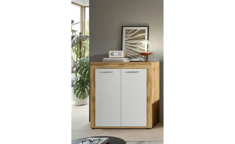 Highboard Bardenas | Eiche (Nachbildung), Weiß