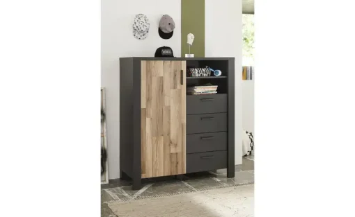 Highboard Dallas | Eiche (Nachbildung), Graphit