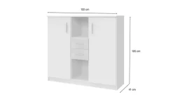 Highboard Joker | Weiß, Eiche sägerau (Nachbildung)