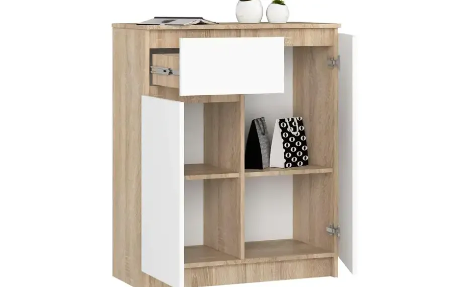Highboard Kuran | Eiche Sonoma (Nachbildung), Weiß