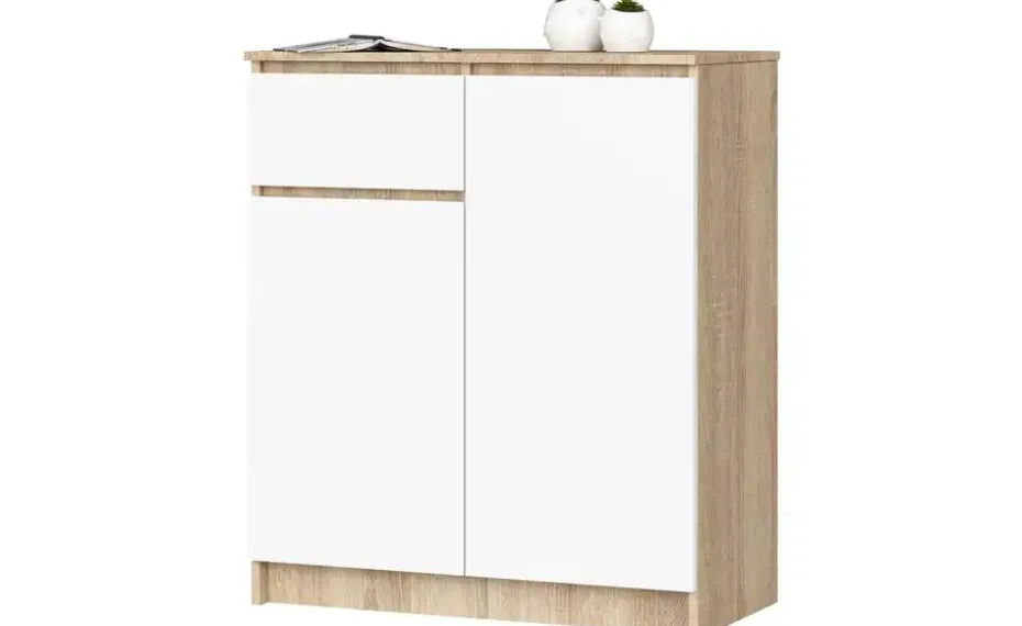 Highboard Kuran | Eiche Sonoma (Nachbildung), Weiß