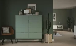 Highboard Linera | Grün, matt | Möbel Höffner