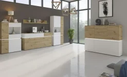 Highboard Soft-Close Luci | Cremeweiß, Eiche Artisan (Nachbildung)