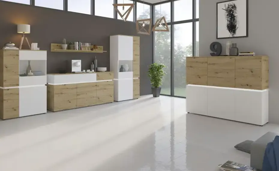 Highboard Soft-Close Luci | Cremeweiß, Eiche Artisan (Nachbildung)