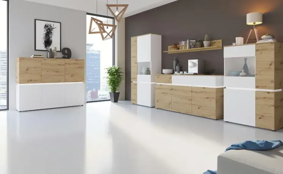 Highboard Soft-Close Luci | Cremeweiß, Eiche Artisan (Nachbildung)