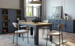 Highboard Toneo | Eiche (Nachbildung), Dunkelblau