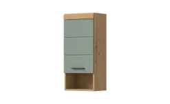 Hängeschrank SCHLOONSEE, Breite 37cm, 1 Tür, 1 offenes Fächer, 1 Einlegeboden, MDF-Front, in verschiedenen Farben erhältlich, Badmöbel, Badschrank, Schrank, Bad Schloonsee | Eiche Artisan (Nachbildung), Salbeigrün