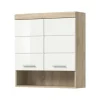 Hängeschrank SCHLOONSEE, Breite 74cm, 2 Türen, 1 offenes Fächer, MDF-Front, in verschiedenen Farben erhältlich, Badmöbel, Badschrank, Schrank, Bad Schloonsee | Eiche Sonoma (Nachbildung), Weiß, hochglanz