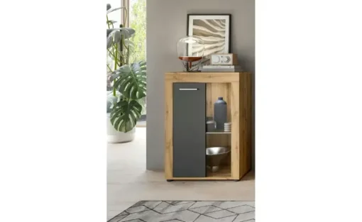 Hängevitrine Bardenas | Eiche (Nachbildung), Grau
