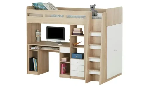 Hochbett mit Kleiderschrank und Schreibtisch Unit