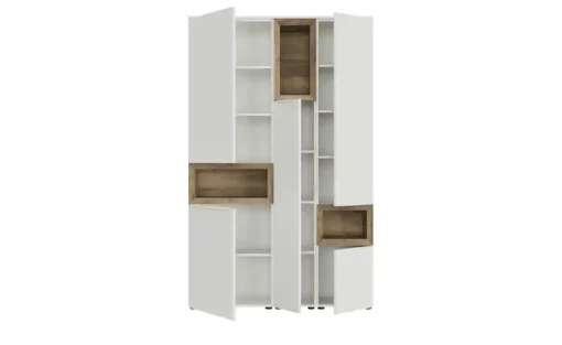 Hochschrank Case | Weiß, matt, Eiche Havanna (Nachbildung)