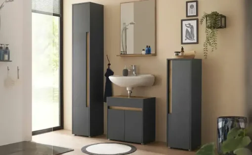 Hochschrank Colpinsee | Anthrazit, matt, Eiche (Nachbildung)