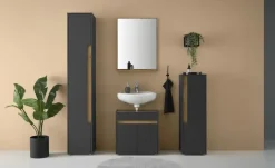 Hochschrank Colpinsee | Anthrazit, matt, Eiche (Nachbildung)