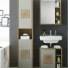 Hochschrank Gremminer See | Eiche (Nachbildung), Grau, holzfarben