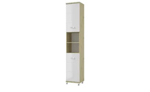 Hochschrank Nehmitzsee | Eiche Artisan (Nachbildung), Weiß