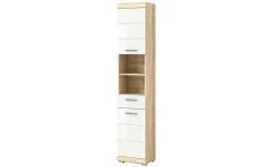 Hochschrank SCHLOONSEE, Breite 37cm, 2 Tür, 1 Schubkasten, 2 offene Fächer, MDF-Front, in verschiedenen Farben erhältlich, Badmöbel, Badschrank, Schrank, Bad Schloonsee | Eiche Sonoma (Nachbildung)