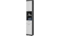 Hochschrank SCHLOONSEE, Breite 37cm, 2 Tür, 1 Schubkasten, 2 offene Fächer, MDF-Front, in verschiedenen Farben erhältlich, Badmöbel, Badschrank, Schrank, Bad Schloonsee | Weiß