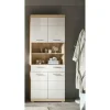 Hochschrank SCHLOONSEE, Breite 74cm, 4 Türen, 1 Schubkasten, 2 offene Fächer, MDF-Front, in verschiedenen Farben erhältlich, Badmöbel, Badschrank, Schrank, Bad Schloonsee | Eiche Sonoma (Nachbildung), Weiß, hochglanz
