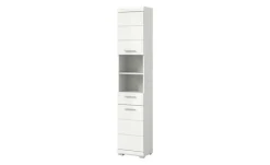 Hochschrank SCHLOONSEE, Breite 37cm, 2 Tür, 1 Schubkasten, 2 offene Fächer, MDF-Front, in verschiedenen Farben erhältlich, Badmöbel, Badschrank, Schrank, Bad Schloonsee | Weiß, hochglanz