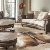 Hocker Bezug in Cord Bristol | Creme, Braun, Cordstoff grob
