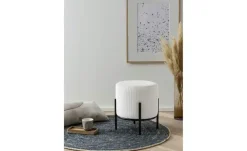 Hocker Cord Dejan | Beige, Gestellfarbe: Schwarz