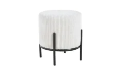 Hocker Cord Dejan | Beige, Gestellfarbe: Schwarz