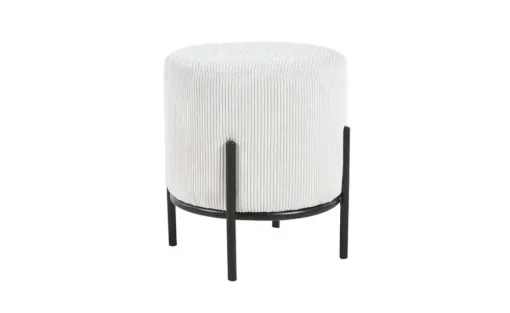Hocker Cord Dejan | Beige, Gestellfarbe: Schwarz