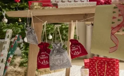 HOME STORY Geschenkbeutel Frohe Weihnachten, 2er Set | Grau