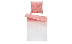 HOME STORY Satin Bettwäsche Grafik | Rosé, Weiß