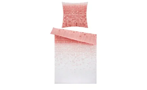 HOME STORY Satin Bettwäsche Grafik | Rosé, Weiß