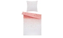 HOME STORY Satin Bettwäsche Grafik | Rosé, Weiß