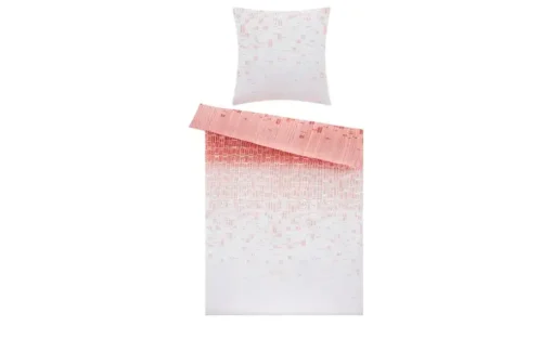 HOME STORY Satin Bettwäsche Grafik | Rosé, Weiß