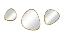 HOME STORY Wandspiegel Organic, 3er Set | Goldfarben