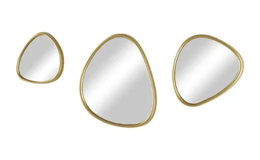 HOME STORY Wandspiegel Organic, 3er Set | Goldfarben