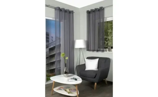 HOMEbasics Ösenschal | Grau, 145 cm | Möbel Höffner