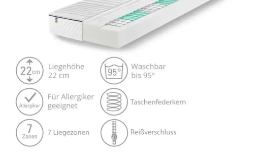 IRISETTE Taschenfederkernmatratze | 200 cm, 180 cm