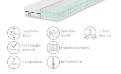 IRISETTE 7-Zonen-Hybridschaum-Matratze Cuba 22 HS | 200 cm, 90 cm