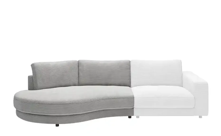 Jette Home Element Abschluss rund links in Cord Sila | Grau, Cordstoff