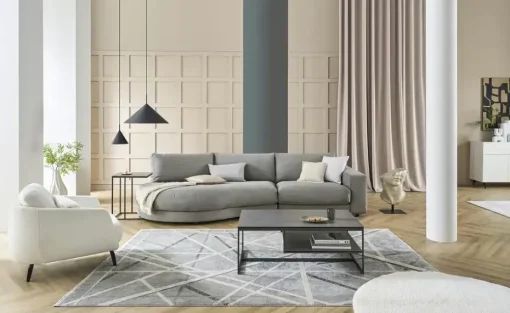 Jette Home Element Abschluss rund links in Feincord Sila | Grau, Cordstoff fein