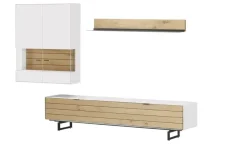 Jette Home Wohnkombination Como | Eiche, Weiß, Links