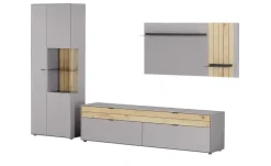 Jette Home Wohnkombination Como | Hellgrau, Eiche, Links