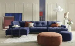 Jette Home Wohnlandschaft aus Samt Jette Return  | links, Dunkelblau
