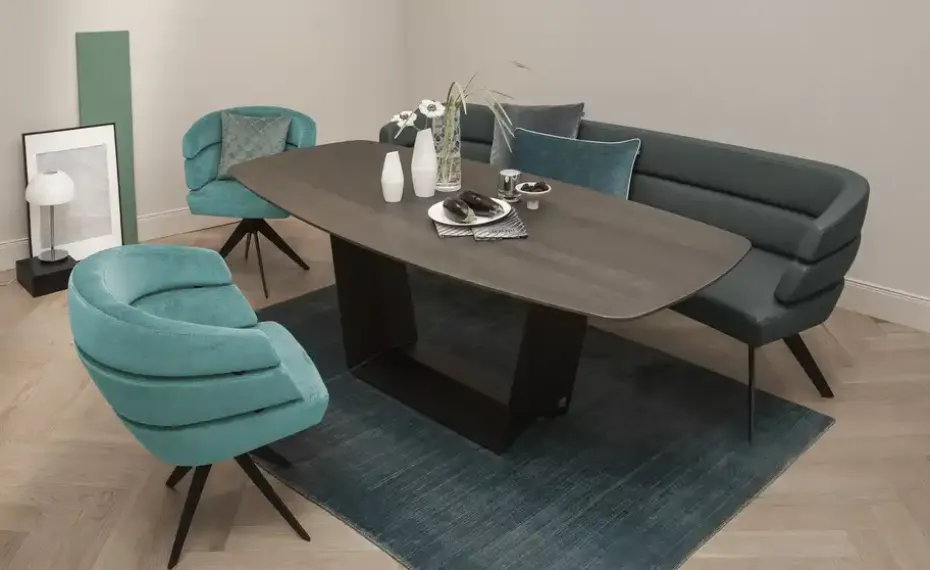 JOOP! Polster-Drehsessel Curves | Petrol, Stativgestell