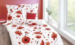 kaeppel Baumwoll Seersucker Bettwäsche Scarlett Poppies | 135x200 cm