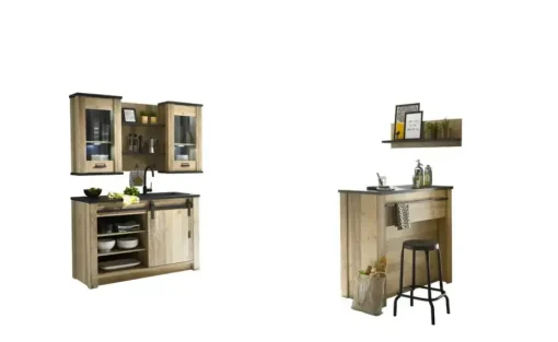 Küche mit Theke Set 6-teilig Soft Close  Sherwood