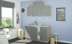 Küchenzeile mit Elektrogeräten Aue | Anthrazit, Eiche (Nachbildung), Ausführung links