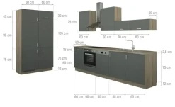 Küchenzeile ohne Elektrogeräte Fürth | Anthrazit, Eiche (Nachbildung), Ausführung links