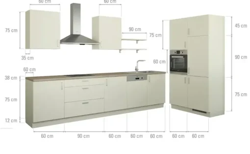 Küchenzeile ohne Elektrogeräte Usedom | Creme, Ausführung rechts