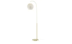 KHG Bogenleuchte, 1-flammig, messing/ Rattan-Schirm